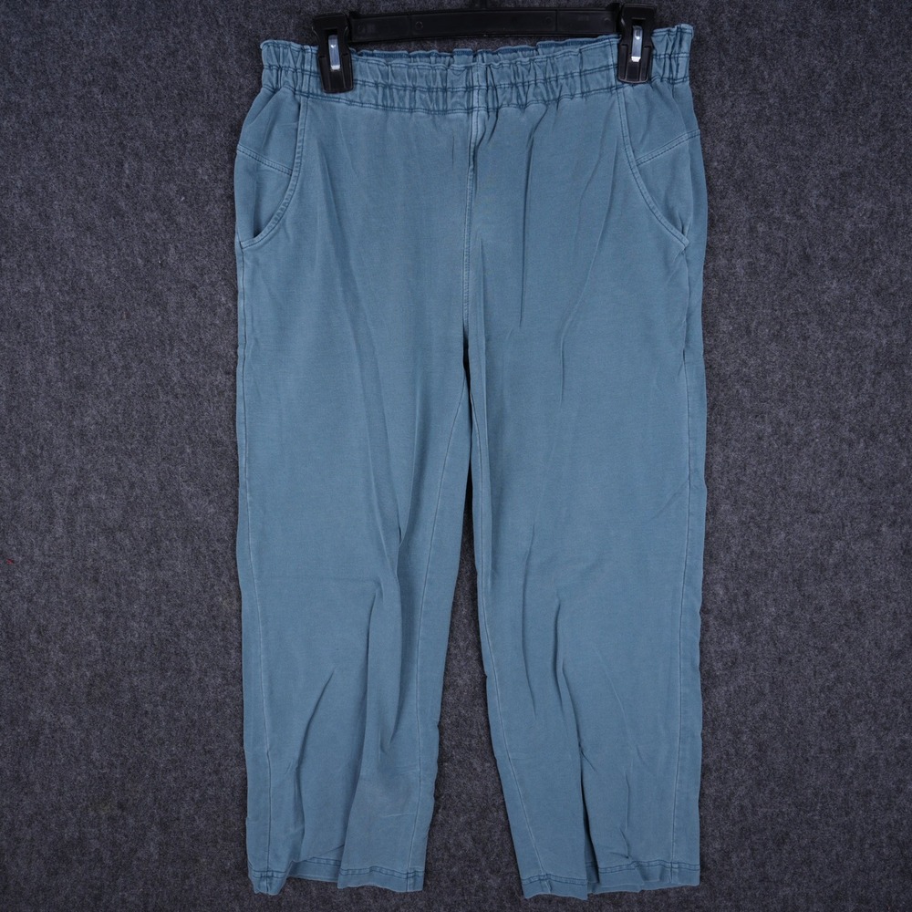 prAna Relaxed Pull On Pants Small Blue Good Organic Cotton Tencel Stretch Ankle
